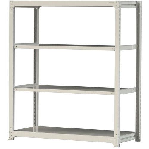 ■ヤマテック ボルトレス中量ラック 500kg/段 W1500&times;D700&times;H1800mm 天地4段 ホワイトグレー〔品番:5S65704W〕【3387174:0】[法人・事業所限定][直送元][店頭受取不可]｜ホームセンターバロー　店