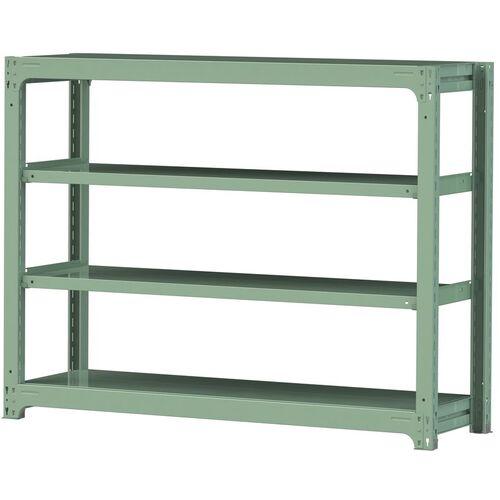 ■ヤマテック ボルトレス中量ラック 500kg/段 W1500×D480×H1200mm 天地4段 ライトグリーン〔品番:5S45484G〕【3388084:0】[法人・事業所限定][直送元][店頭受取不可]