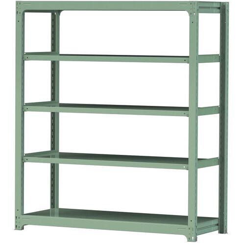 ■ヤマテック ボルトレス中量ラック 500kg/段 W1500×D620×H1800mm 天地5段 ライトグリーン〔品番:5S65625G〕【3388125:0】[法人・事業所限定][直送元][店頭受取不可]