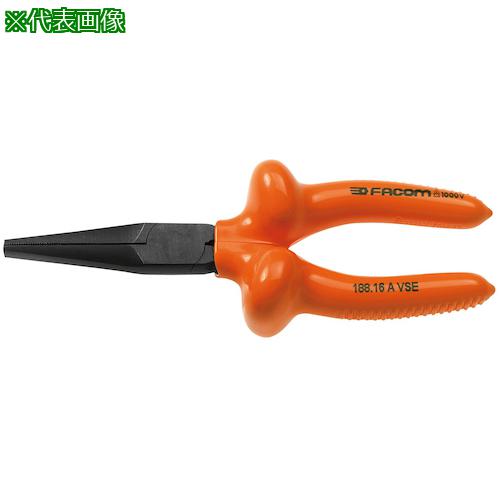 ■FACOM 絶縁工具 ロングフラットノーズプライヤ 165mm〔品番:188.16AVSE〕【3449597:0】[店頭受取不可]