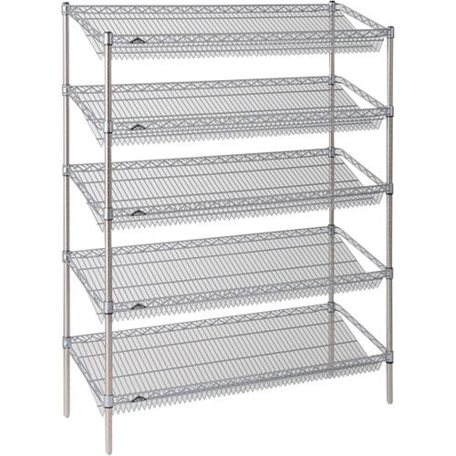 ■ERECTA スーパーシリーズ・スランテッドシェルフ 間口1212mm&times;奥行460mm&times;高さ1384mm(P) DB付 5段〔品番:ST1220STP1390W5〕【3479145:0】[送料別途見積り][法人・事業所限定][外直送][店頭受取不可]｜ホームセンターバロー　店