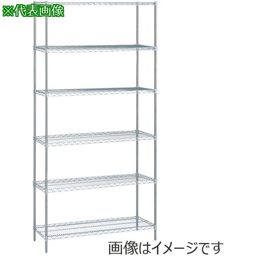 ■ERECTA スーパーシリーズ・オールステンレスワイヤーシェルフ 間口1821mm×奥行613mm×高さ2197mm(PS) DB付 6段〔品番:SLS1820PS2200SW6〕【3486667:0】[送料別途見積り][法人・事業所限定][直送][店頭受取不可]