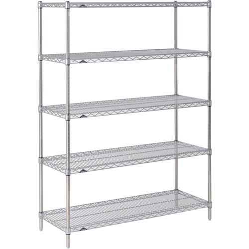 ■ERECTA スーパーシリーズ・ステンレスワイヤーシェルフ 間口1212mm&times;奥行766mm&times;高さ1384mm(P) DB付 5段〔品番:SLMS1220P1390W5〕【3488241:0】[送料別途見積り][法人・事業所限定][直送][店頭受取不可]｜ホームセンターバロー　店 102,630円