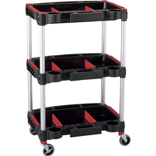 ■緑十字 ツールカート KT-4658X 黒 570×455×890mm トレイ3段〔品番:146152〕【3546797:0】[店頭受取不可]