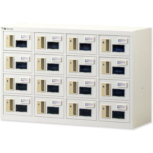 ■仁張 貴重品ロッカー(4列4段)窓付シリンダー錠〔品番:NKBS0404W〕【3605963:0】[送料別途見積り][法人・事業所限定][外直送][店頭受取不可]