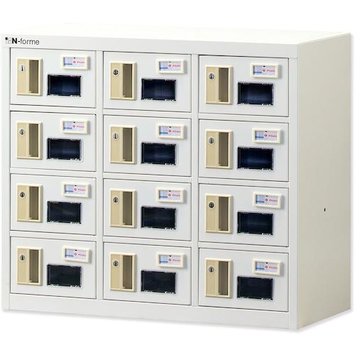 ■仁張 貴重品ロッカー(3列4段)窓付シリンダー錠〔品番:NKBS0304W〕【3606047:0】[送料別途見積り][法人・事業所限定][外直送][店頭受取不可]｜ホームセンターバロー　店