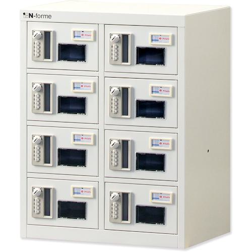 ■仁張 貴重品ロッカー(2列4段)窓付暗証番号錠〔品番:NKBA0204W〕【3606054:0】[送料別途見積り][法人・事業所限定][外直送][店頭受取不可]