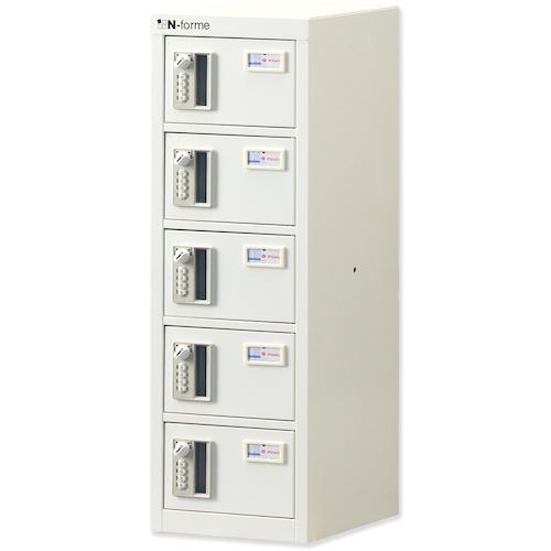 ■仁張 貴重品ロッカー (1列5段)暗証番号錠〔品番:NKBA0105〕【3607564:0】[送料別途見積り][法人・事業所限定][外直送][店頭受取不可]