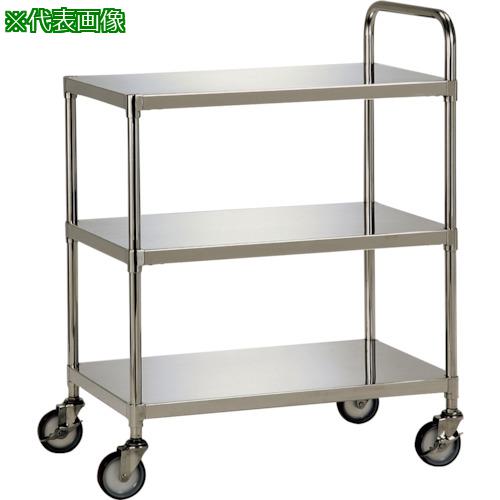 ■テックサス ステンレスワゴン3段タイプ(フラットタイプ) 750X450 SUSφ100ウレタン車〔品番:WG3N7545D〕【3610293:0】[法人・事業所限定][外直送元][店頭受取不可]｜ホームセンターバロー　店