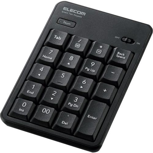 ■ELECOM テンキーパッド 無線(2.4GHz) 静音設計 抗菌 ブラック〔品番:TKTDM022SKBK〕【3683928:0】[店頭受取不可]