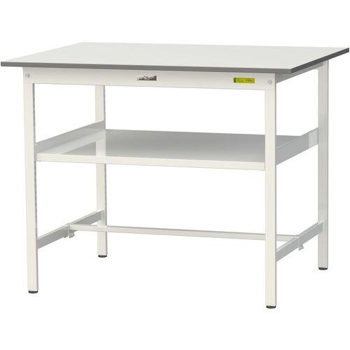 ■ヤマテック 軽量作業台 ワークテーブル150シリーズ 固定式 中間棚付 低圧メラミン天板 W1200×D900×H950mm シルキーホワイト〔品番:SUPH1290FWW〕【3690800:0】[法人・事業所限定][直送元][店頭受取不可]