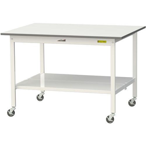 ■ヤマテック 軽量作業台 ワークテーブル150シリーズ 移動式 全面棚付 低圧メラミン天板 W1200×D900×H825mm シルキーホワイト〔品番:SUPC1290TTWW〕【3692279:0】[法人・事業所限定][直送元][店頭受取不可]