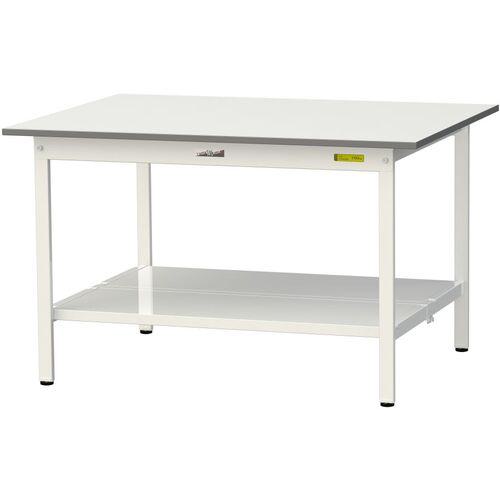 ■ヤマテック 軽量作業台 ワークテーブル150シリーズ 固定式 全面棚付 低圧メラミン天板 W1200&times;D900&times;H740mm シルキーホワイト〔品番:SUP1290TTWW〕【3692303:0】[法人・事業所限定][直送元][店頭受取不可]｜ホームセンターバロー　店