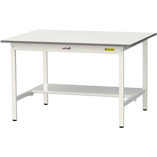 ■ヤマテック 軽量作業台 ワークテーブル150シリーズ 固定式 半面棚付 低圧メラミン天板 W1200&times;D900&times;H740mm シルキーホワイト〔品番:SUP1290TWW〕【3692315:0】[法人・事業所限定][直送元][店頭受取不可]｜ホームセンターバロー　店