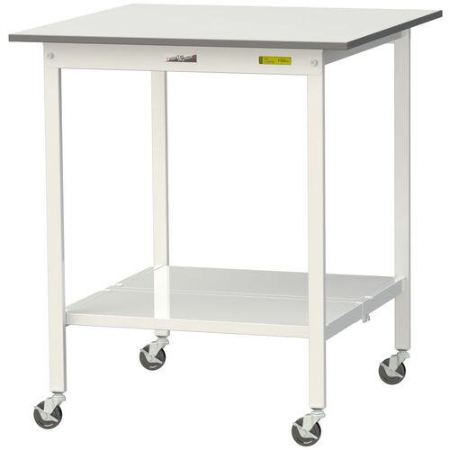 ■ヤマテック 軽量作業台 ワークテーブル150シリーズ 移動式 全面棚付 低圧メラミン天板 W900×D900×H1035mm シルキーホワイト〔品番:SUPHC990TTWW〕【3692341:0】[法人・事業所限定][直送元][店頭受取不可]