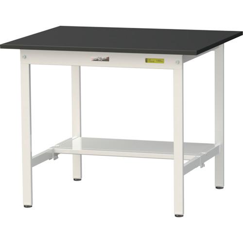 ■ヤマテック 実験用作業台 LABシリーズ実験用ラボテーブル 固定式 半面棚板付 ケミテクト天板 W900&times;D750&times;H740 ブラック/シルキーホワイト〔品番:SLK975TBKW〕【3693868:0】[法人・事業所限定][直送元][店頭受取不可]｜ホームセンターバロー　店
