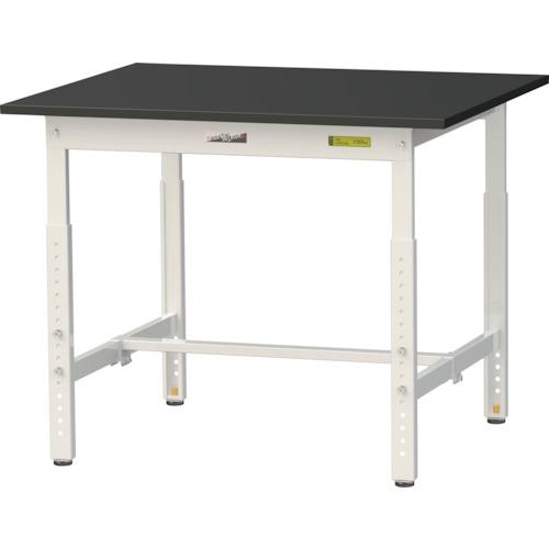 ■ヤマテック 実験用作業台 LABシリーズ実験用ラボテーブル 高さ調整タイプ ケミテクト天板 W900&times;D750&times;H600~900 ブラック/シルキーホワイト〔品番:SLKA975BKW〕【3693904:0】[法人・事業所限定][直送元][店頭受取不可]｜ホームセンターバロー　店
