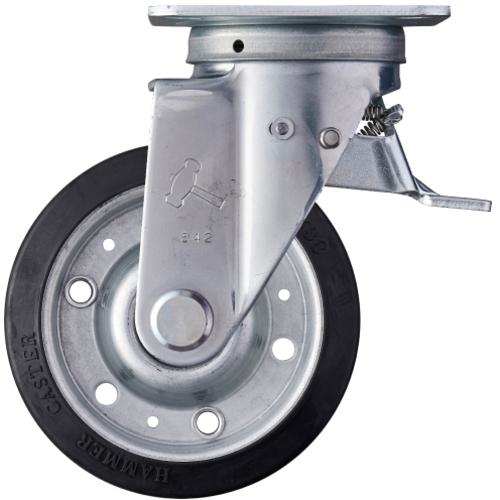 ■ハンマー プレート式キャスター スイッチキャスター Sシリーズ 自在 特殊ゴム車輪 125mm〔品番:420F0SXRZ125〕【3768575:0】[送料別途見積り][掲外取寄][店頭受取不可]
