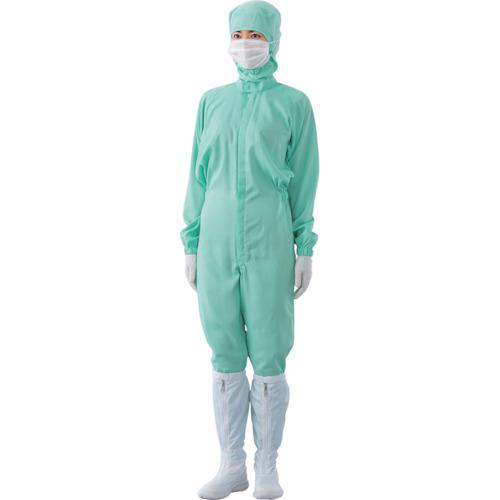 ■ADCLEAN センターファスナークリーンスーツ 男女兼用 グリーン S〔品番:CR10363S〕【3805949:0】[送料別途見積り][法人・事業所限定][外直送][店頭受取不可]