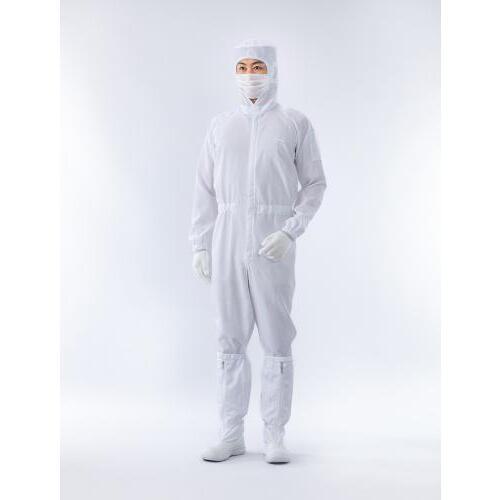 ■ADCLEAN フード一体型センターファスナークリーンスーツ ホワイト S〔品番:CK13341S〕【3807478:0】[送料別途見積り][法人・事業所限定][外直送][店頭受取不可]
