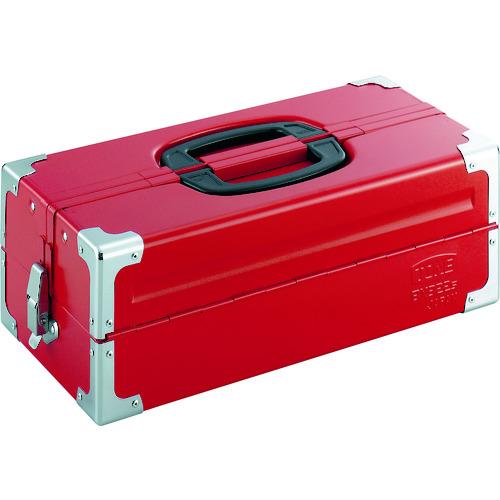 ■TONE ツールケース(メタル) V形2段式 433X220X160mm レッド〔品番:BX322S〕【3904351:0】[店頭受取不可]