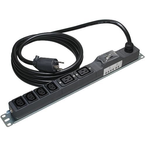 ■明工 19インチラック用 安全ブレーカー付 200V コンセント (C19×2・C13×4) L6-20プラグ付 (VCT) 3m〔品番:ME8636TA3〕【4138973:0】[送料別途見積り][掲外取寄][店頭受取不可]
