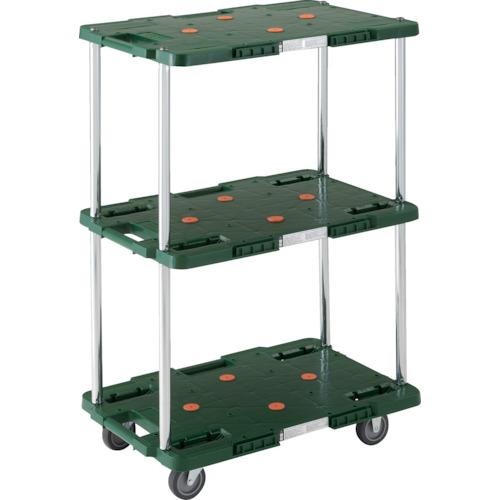 ■TRUSCO 樹脂製台車 ルートバン 3段式 400X600 緑〔品番:MPB603GN〕【4144406:0】[直送DS][店頭受取不可]