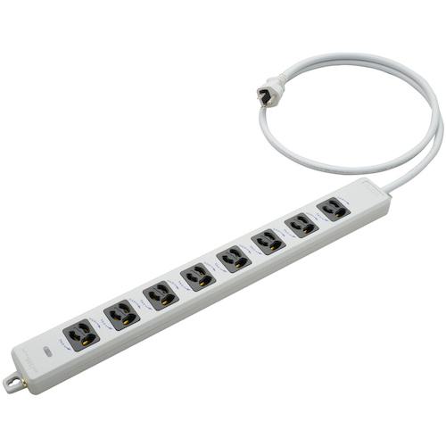 ■明工 横形OA用抜け止め接地タップ8コ口 ランプ、マグネット付 VCTF1m接地プラグ付(黒駒)〔品番:MR7908TJ1WB〕【4150262:0】[送料別途見積り][法人・事業所限定][掲外取寄][店頭受取不可]