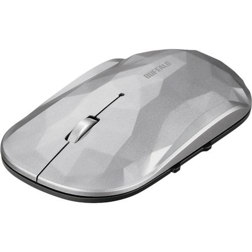 ■BUFFALO 薄型 5ボタン Bluetooth BlueLEDマウス ジオメトリー シルバー〔品番:BSMBB530GSV〕【4170657:0】[店頭受取不可]
