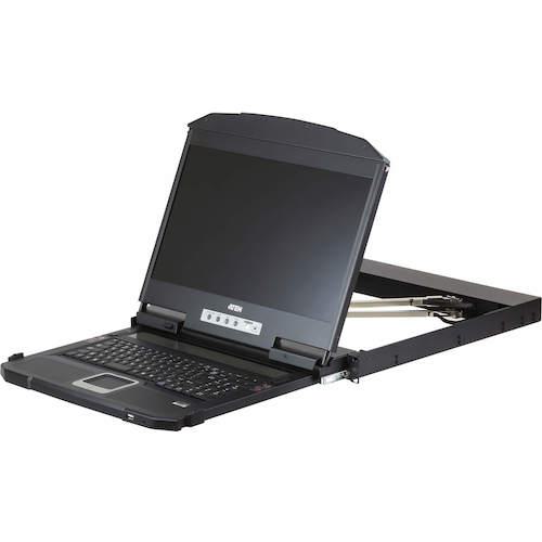 ■ATEN コンソールドロワー/HDMI,DVI,VGA/18.5LCD/1,920x1,080/デュアルレール機能/ショートラック対応/ロングレール〔品番:CL3800NXJJL〕【4250417:0】[送料別途見積り][掲外取寄][店頭受取不可]