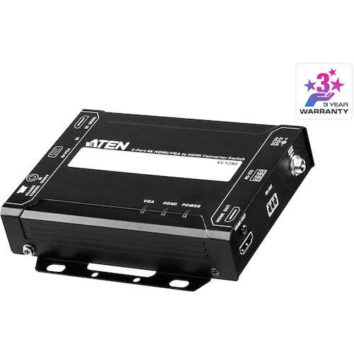 ■ATEN 2ポートHDMI/VGA→HDMIコンバータースイッチ(4K対応)〔品番:VC1280〕【4250644:0】[送料別途見積り][掲外取寄][店頭受取不可]