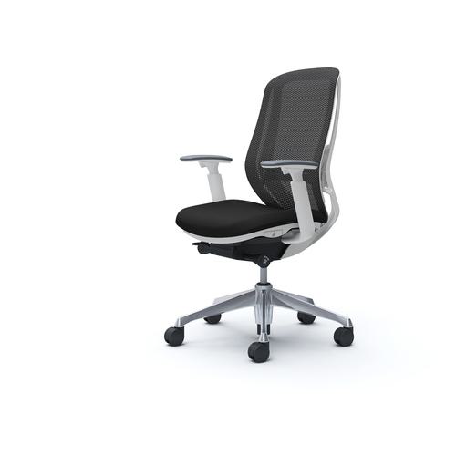 ■OKAMURA シルフィー 可動肘 背メッシュ ハイ ホワイトボディ ハンガー無 ランバー有 アルミ脚〔品番:C685BZFMP1〕【4259651:0】[送料別途見積り][法人・事業所限定][外直送][店頭受取不可]｜ホームセンターバロー　店