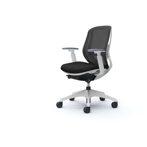 ■OKAMURA シルフィー 可動肘 背メッシュ ロー ホワイトボディ ハンガー無 ランバー有 樹脂脚〔品番:C681XZFMP1〕【4259665:0】[送料別途見積り][法人・事業所限定][外直送][店頭受取不可]