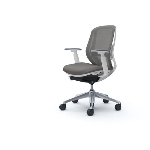 ■OKAMURA シルフィー 可動肘 背メッシュ ロー ホワイトボディ ハンガー無 ランバー有 アルミ脚〔品番:C681BZFMR2〕【4261311:0】[送料別途見積り][法人・事業所限定][外直送][店頭受取不可]