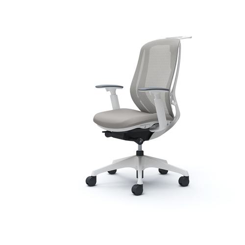 ■OKAMURA シルフィー 可動肘 背メッシュ ハイ ホワイトボディ ハンガー有 ランバー無 樹脂脚〔品番:C686XWFMR3〕【4269100:0】[送料別途見積り][法人・事業所限定][外直送][店頭受取不可]｜ホームセンターバロー　店