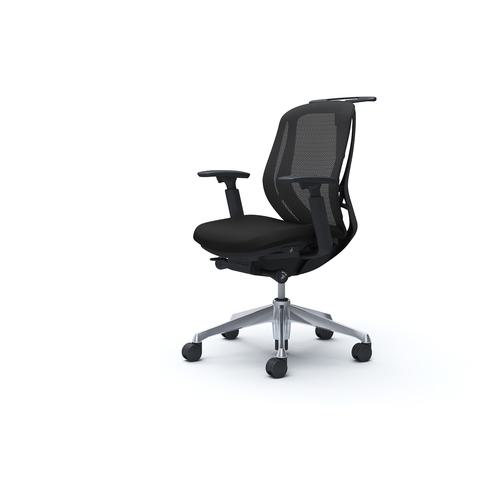 ■OKAMURA シルフィー 可動肘 背メッシュ ロー ブラックボディ ハンガー有 ランバー無 アルミ脚〔品番:C682BRFMP1〕【4270737:0】[送料別途見積り][法人・事業所限定][外直送][店頭受取不可]