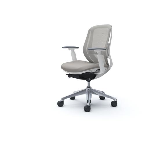 ■OKAMURA シルフィー 可動肘 背メッシュ ロー ホワイトボディ ハンガー無 ランバー有 アルミ脚〔品番:C681BZFMR3〕【4270803:0】[送料別途見積り][法人・事業所限定][外直送][店頭受取不可]