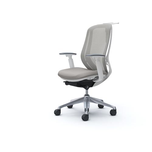 ■OKAMURA シルフィー 可動肘 背メッシュ ハイ ホワイトボディ ハンガー有 ランバー無 アルミ脚〔品番:C686BWFMR3〕【4272202:0】[送料別途見積り][法人・事業所限定][外直送][店頭受取不可]｜ホームセンターバロー　店