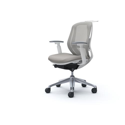 ■OKAMURA シルフィー 可動肘 背メッシュ ロー ホワイトボディ ハンガー有 ランバー有 アルミ脚〔品番:C682BZFMR3〕【4272405:0】[送料別途見積り][法人・事業所限定][外直送][店頭受取不可]