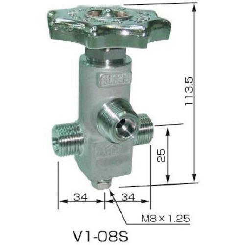 ■YAMATO ネックバルブ ステンレス製 V1-08S 低温用〔品番:V108S〕【4305498:0】[送料別途見積り][掲外取寄][店頭受取不可]