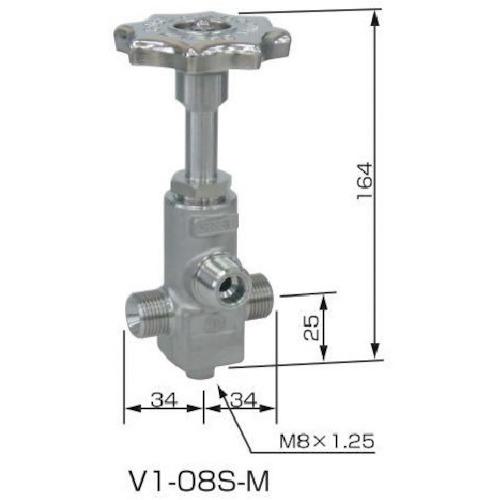 ■YAMATO ネックバルブ ステンレス製 V1-08S-M 低温用中軸弁〔品番:V108SM〕【4305499:0】[送料別途見積り][掲外取寄][店頭受取不可]