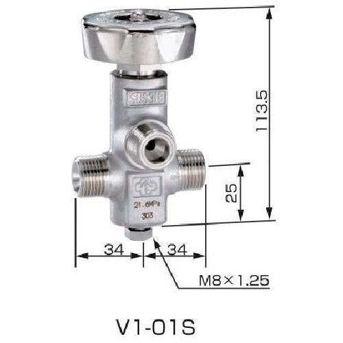 ■YAMATO ネックバルブ ステンレス製 V1-01S〔品番:V101S〕【4305513:0】[送料別途見積り][掲外取寄][店頭受取不可]