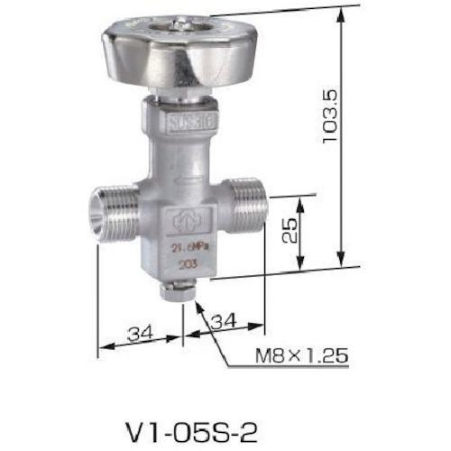 ■YAMATO ネックバルブ ステンレス製 V1-05S-2 ストレート弁〔品番:V105S2〕【4305514:0】[送料別途見積り][掲外取寄][店頭受取不可]