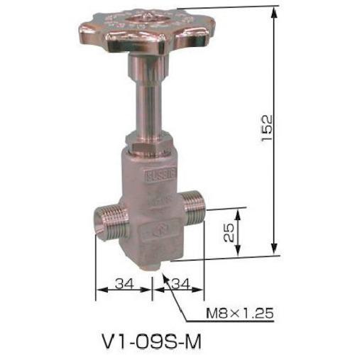 ■YAMATO ネックバルブ ステンレス製 V1-09S-M 低温用中軸ストレート弁〔品番:V109SM〕【4305980:0】[送料別途見積り][掲外取寄][店頭受取不可]