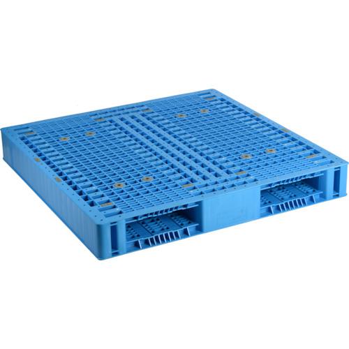 ■NPC プラスチックパレットHS-1111 両面二方差し ブルー〔品番:HS1111〕【4328342:0】[法人・事業所限定][外直送元][店頭受取不可]