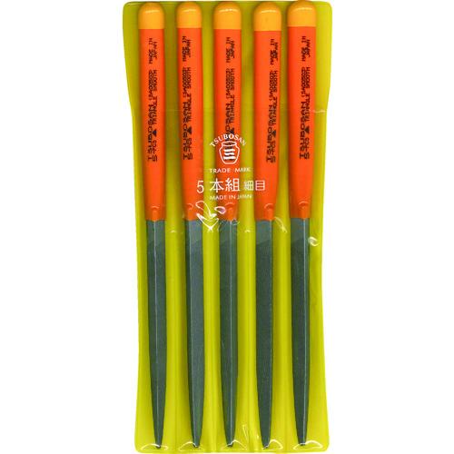■ツボサン 組ヤスリ 5本組 三角 細目〔品番:SA00503〕【4338545:0】[店頭受取不可]