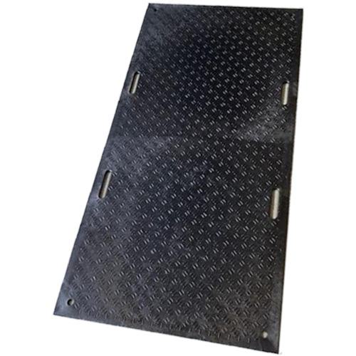 ■ウッドプラスチック 工事用敷板 Wボード 両面凸 カラー:黒 910mm×1820mm(持ち手4)〔品番:B091820BKM4K4〕【4373458:0】[法人・事業所限定][直送元][店頭受取不可]