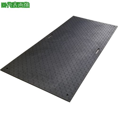 ■ウッドプラスチック 工事用敷板 Wボード 片面凸 カラー:黒 910mm×1820mm(持ち手2)〔品番:B091815BKM2K4〕【4373493:0】[法人・事業所限定][直送元][店頭受取不可]