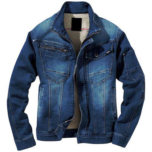 ■VILEA デニム蛇腹ジャケット L インディゴ〔品番:1803L76〕【4388996:0】[送料別途見積り][掲外取寄][店頭受取不可]