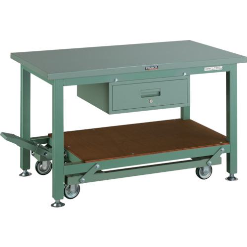 ■TRUSCO 重荷重作業台移動式(3000kg)TWC型 1200X750XH740 1段引出付 グリーン色〔品番:STWC1200F1〕【4439287:0】[送料別途見積り][法人・事業所限定][直送][店頭受取不可]